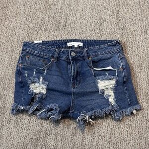 Almost Famous Blue Distressed Jean Shorts